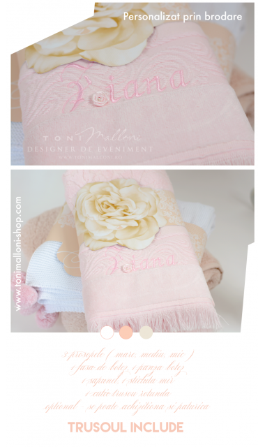Trusou botez pentru fetite cu dantela si accesorii crosetate, Ziana 4